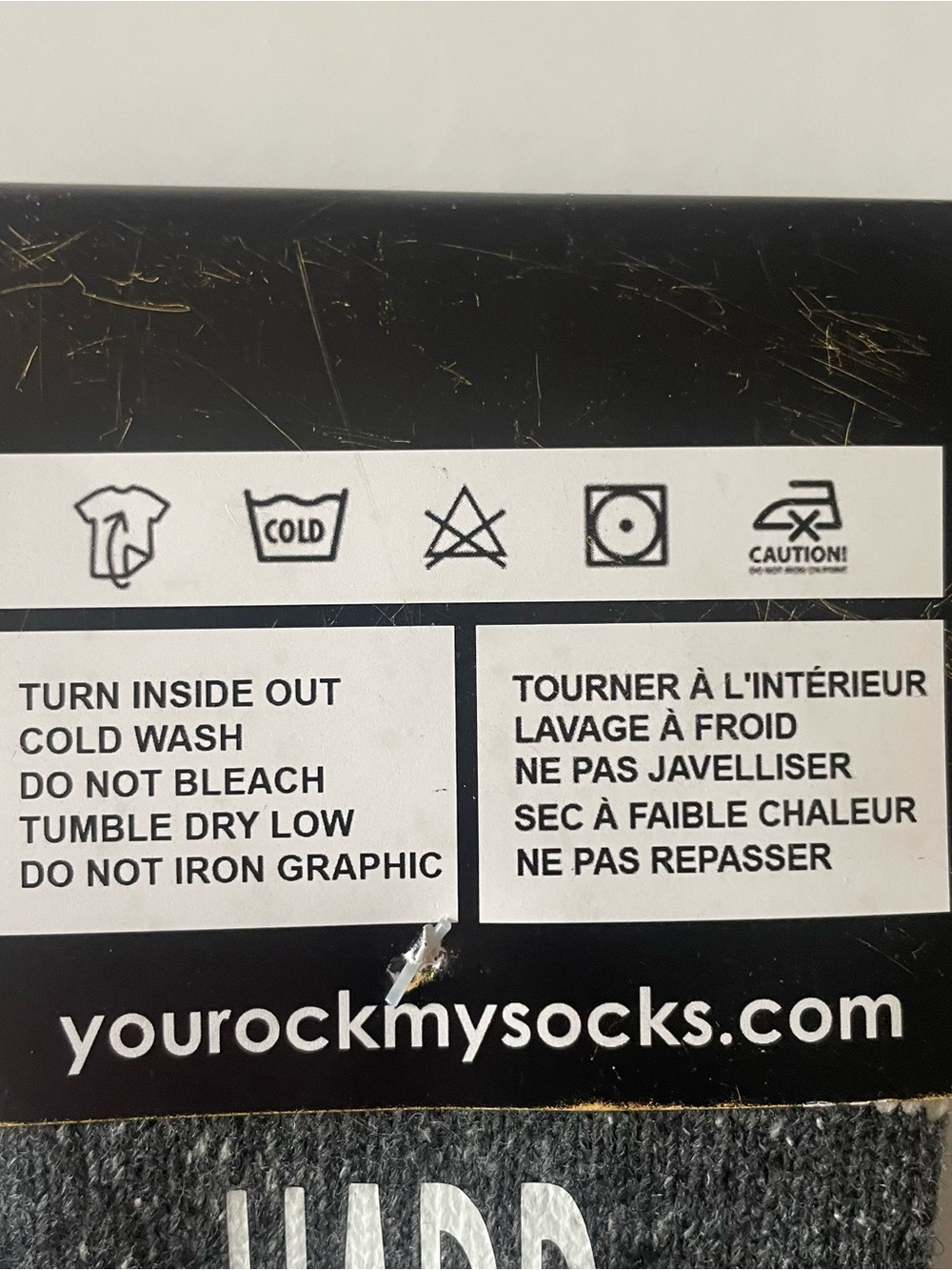 'Hard Working Husband' Crew Socks - Black/Cream - Picture 5 of 5